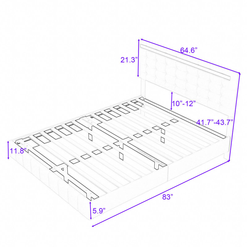 Wrought Studio Costilla Queen Size Upholstered Platform Bed with